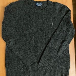 Polo by Ralph Lauren Gray Cable-Knit Wool-Cashmere Sweater (Small)